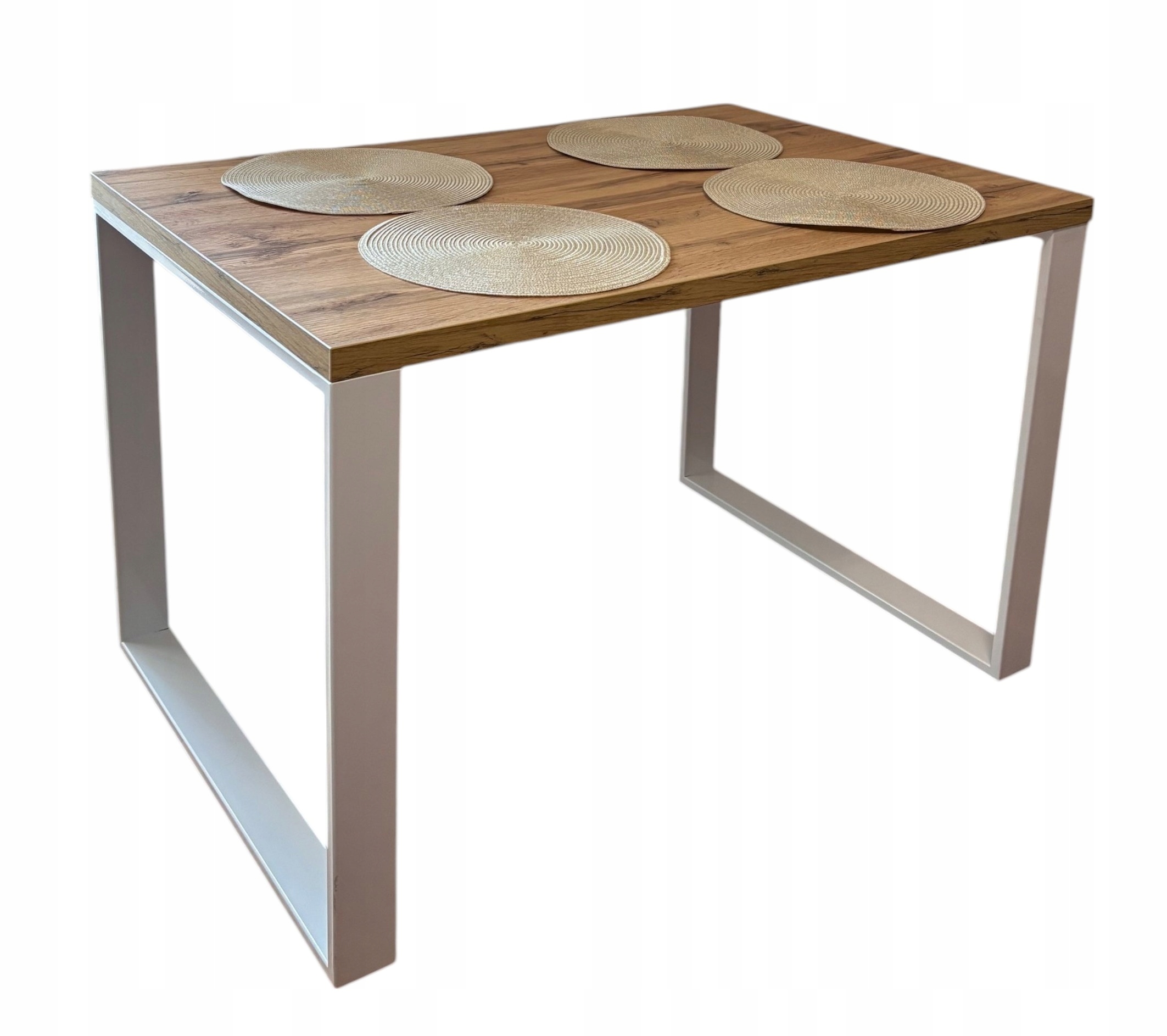 Moderní loftový stůl 120x80 s zesílenou deskou ocelové nohy bílé/černé