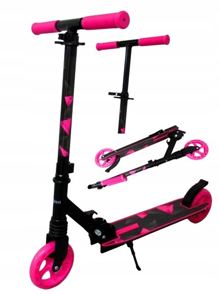 Duża Hulajnoga H10 Różowo-czarna Składana R-Sport koła 145 mm do 100 kg