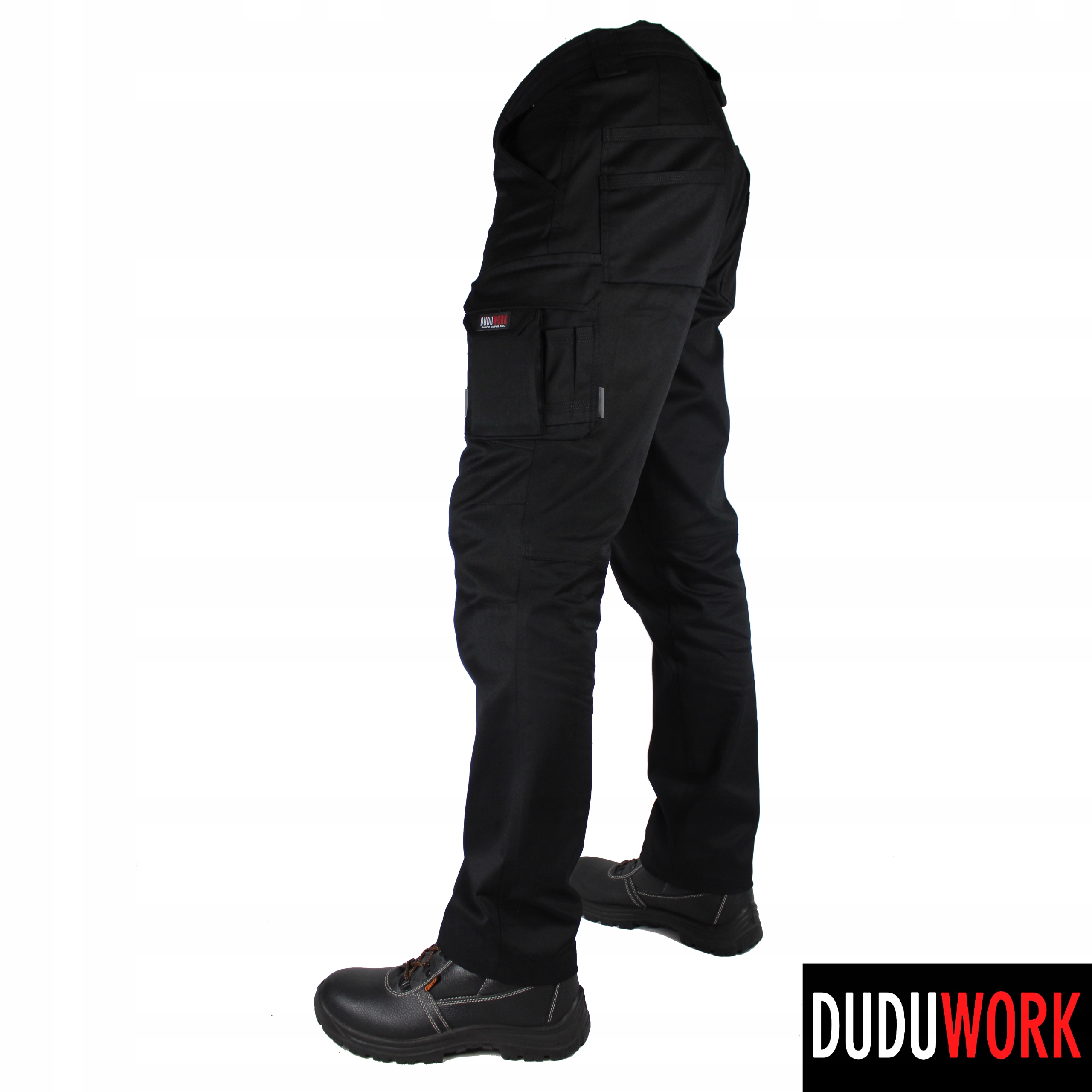 SPODNIE ROBOCZE BHP DuduWork Czarne Elastyczne 46 Model Elastyczne Kolor Czarne