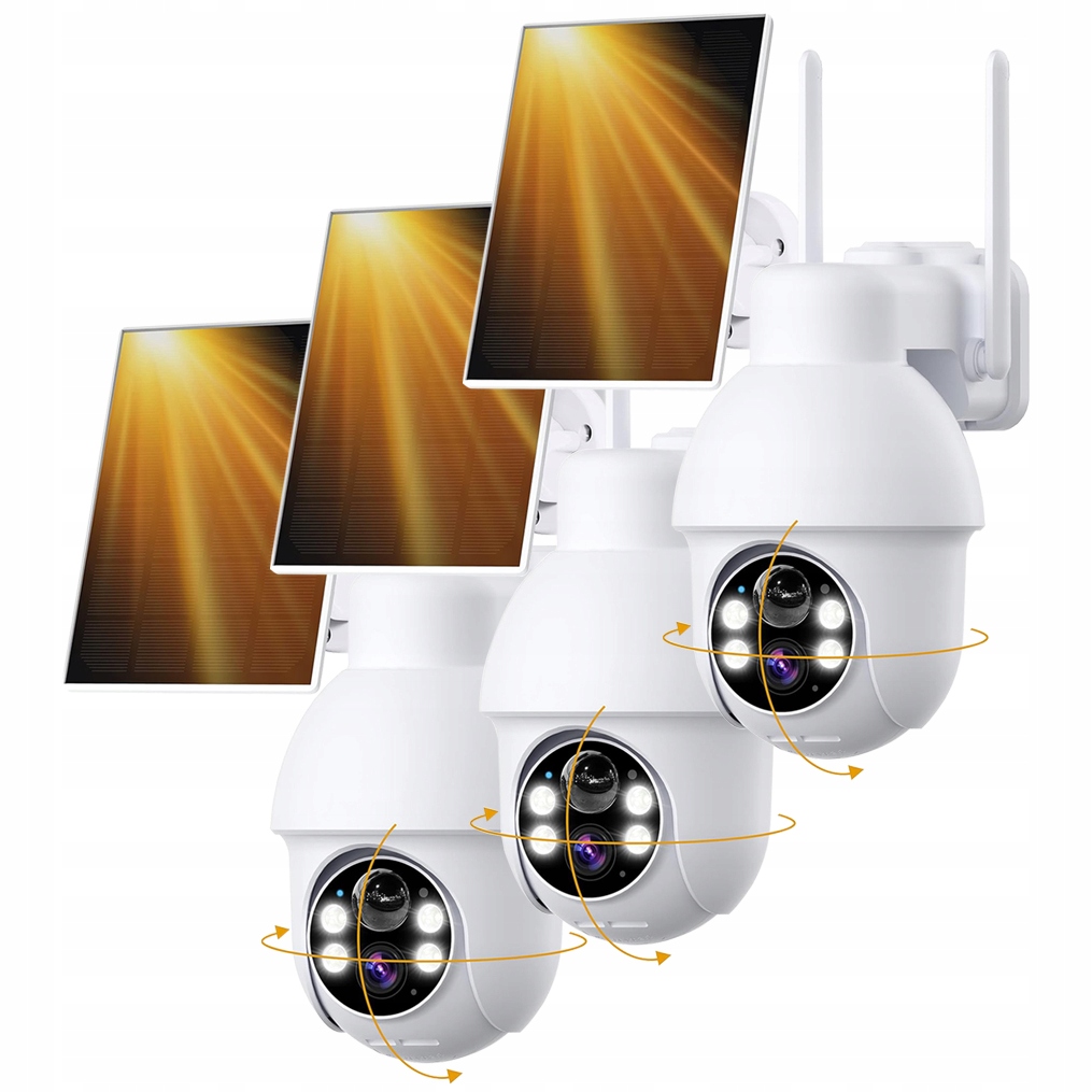 5MPX Venkovní Otočná Solární Kamera Ip Wifi 4x Zoom Alarm 5000MAH 3ks