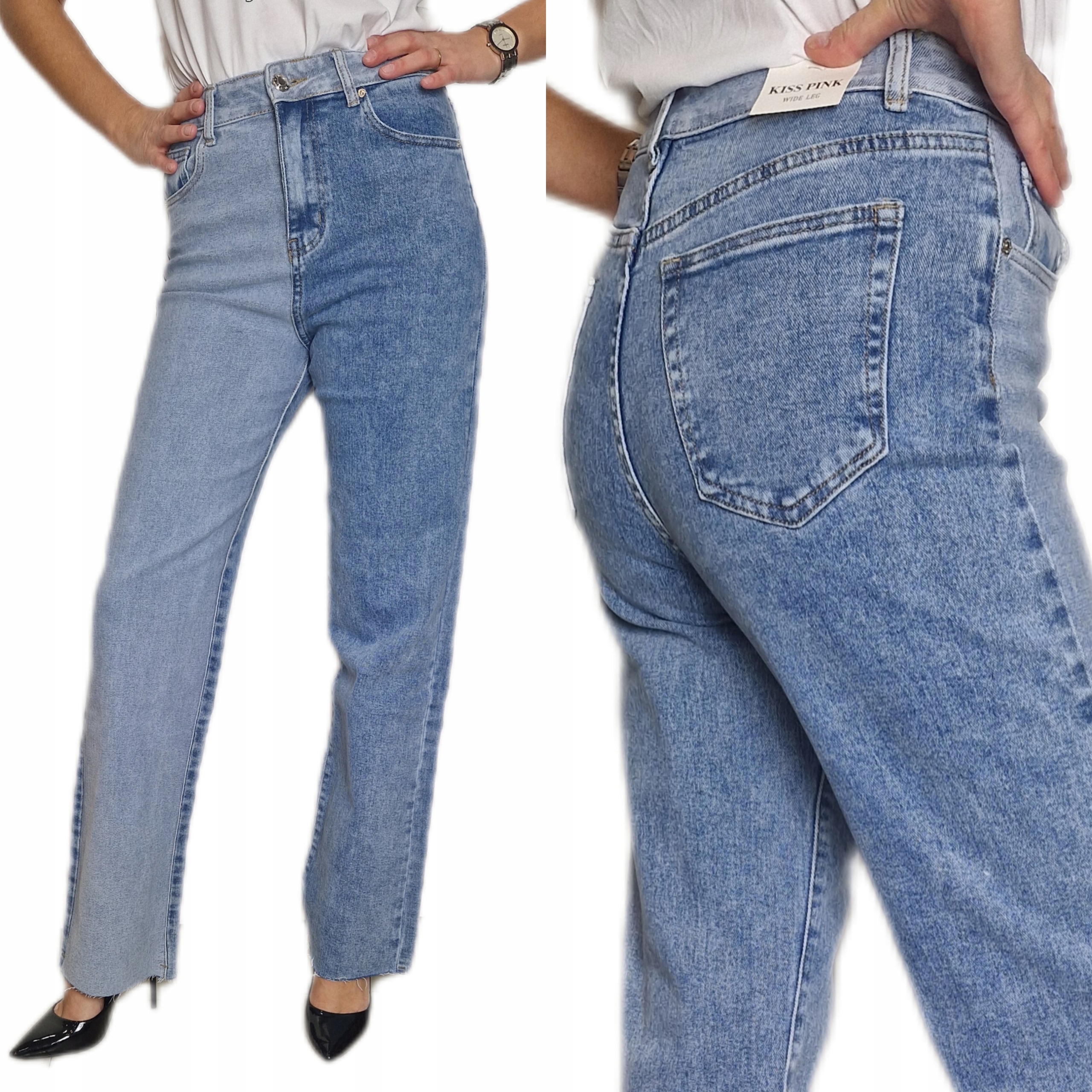 Dámské dvoubarevné džíny Jednoduché