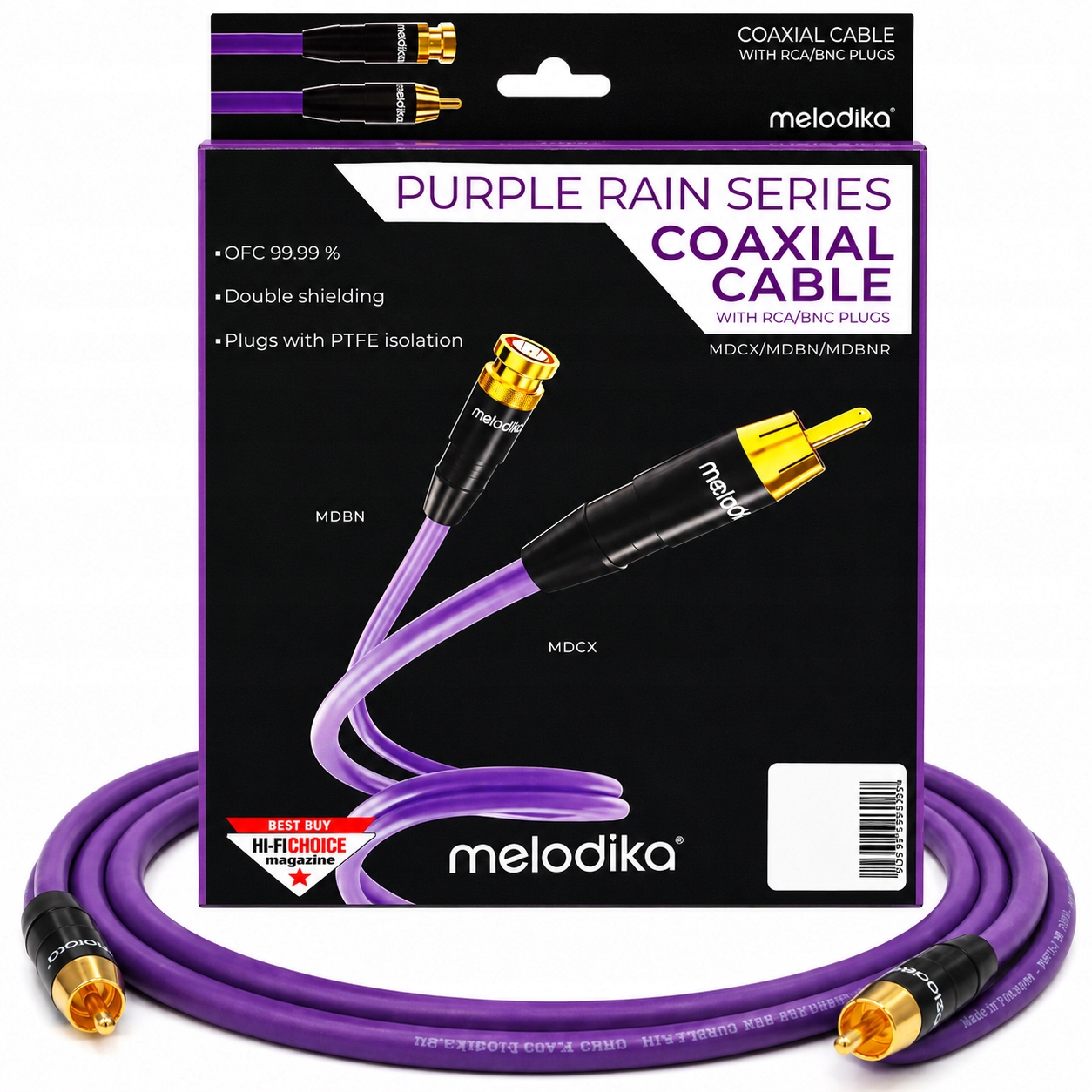 Kabel Interkonekt Melodika MDCX10 Purple Rca-rca Coaxial Cinch Ofc 1 m