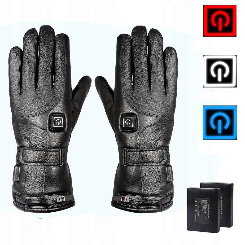 Podgrzewane rękawiczki Cieplejsze zimowe skórzane rękawiczki Rowerowe 30CM