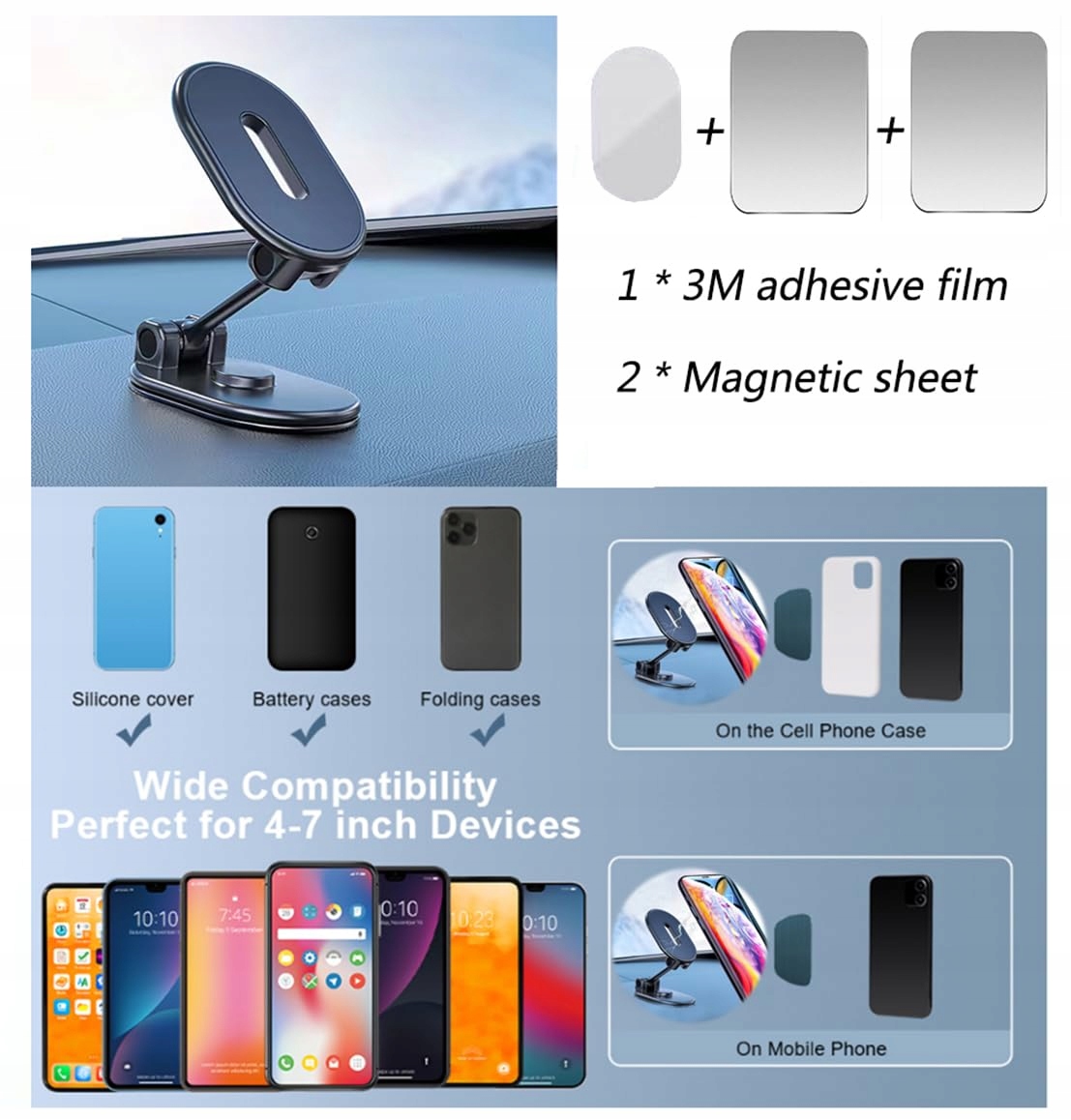 JXBCGAL Magnetyczny Uchwyt Samochodowy 360° do iPhone Androids — miniatura 7