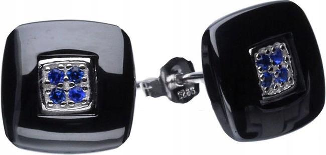 Stříbrné náušnice 925, keramické čtverce 3,06 g Elegantní a módní jako dárek