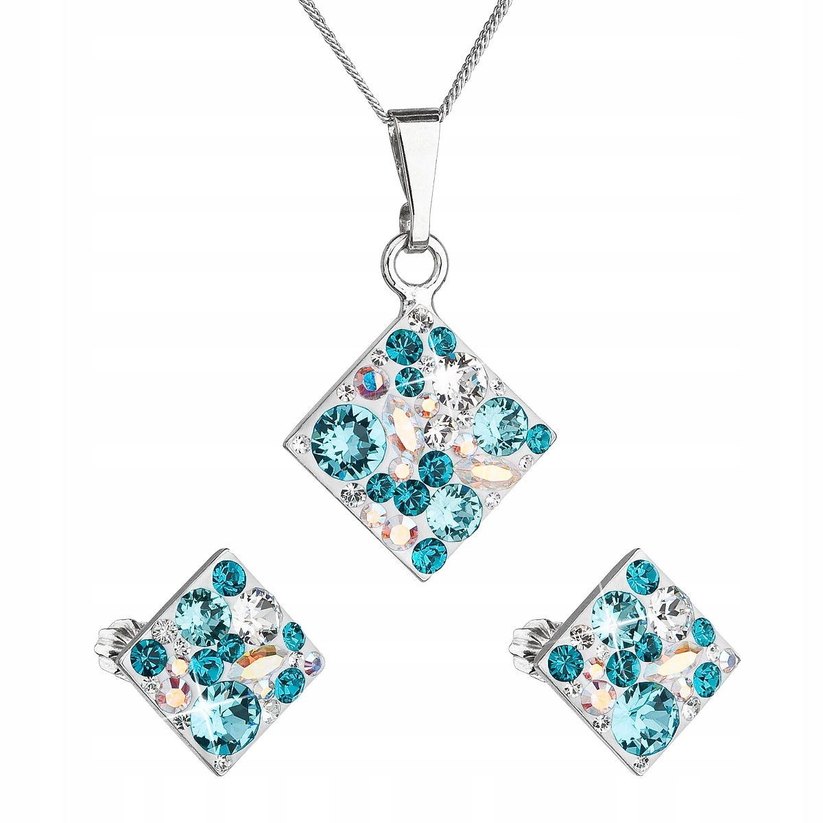 Sada šperků s krystaly Swarovski modrý kosočtverec 39126.3 turquoise