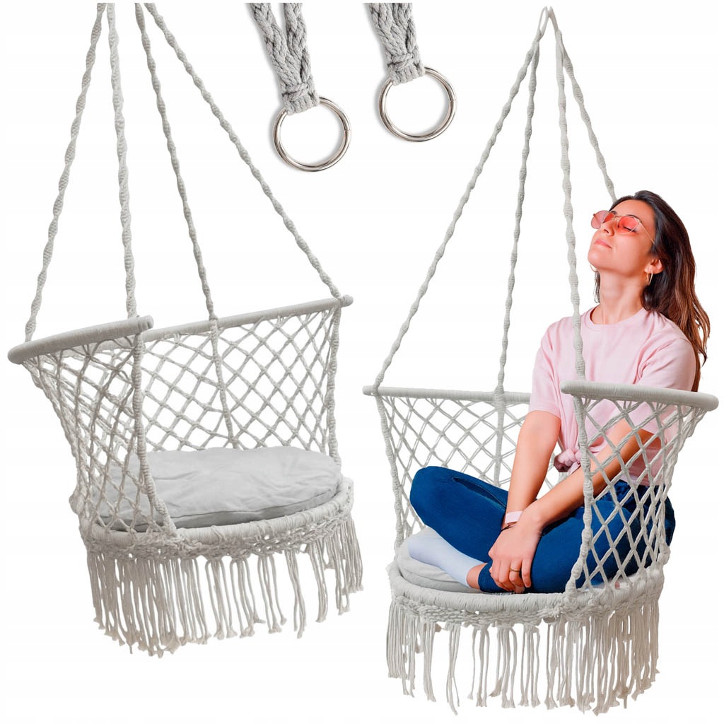 Zahradní houpačka houpací hnízdo s opěradlem, šedá, 80 cm, 150 kg
