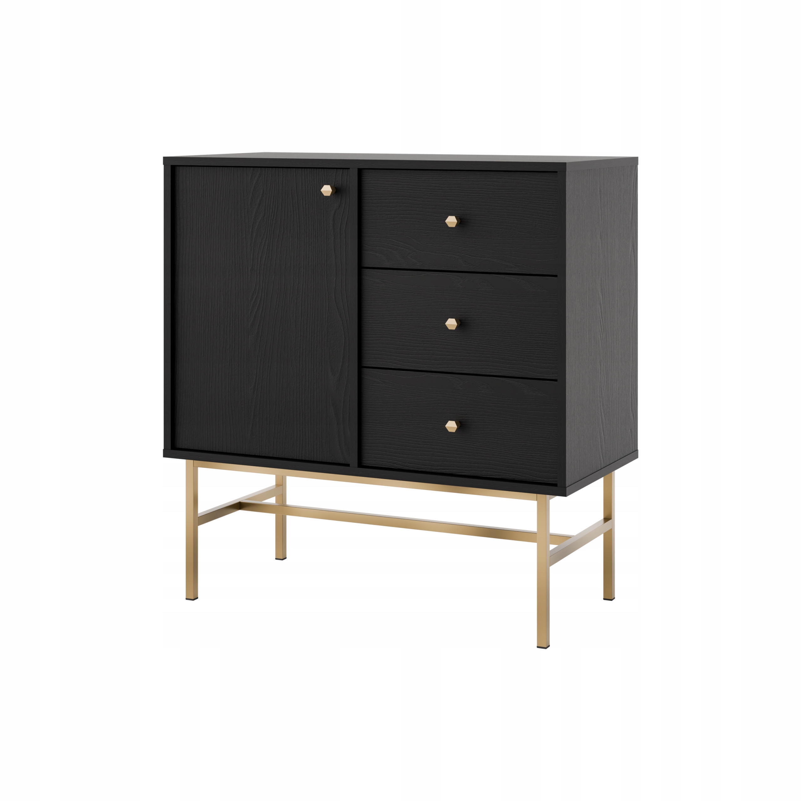 Komoda s zásuvkami do obývacího pokoje Sakai 3 1F 3S T814 Černá