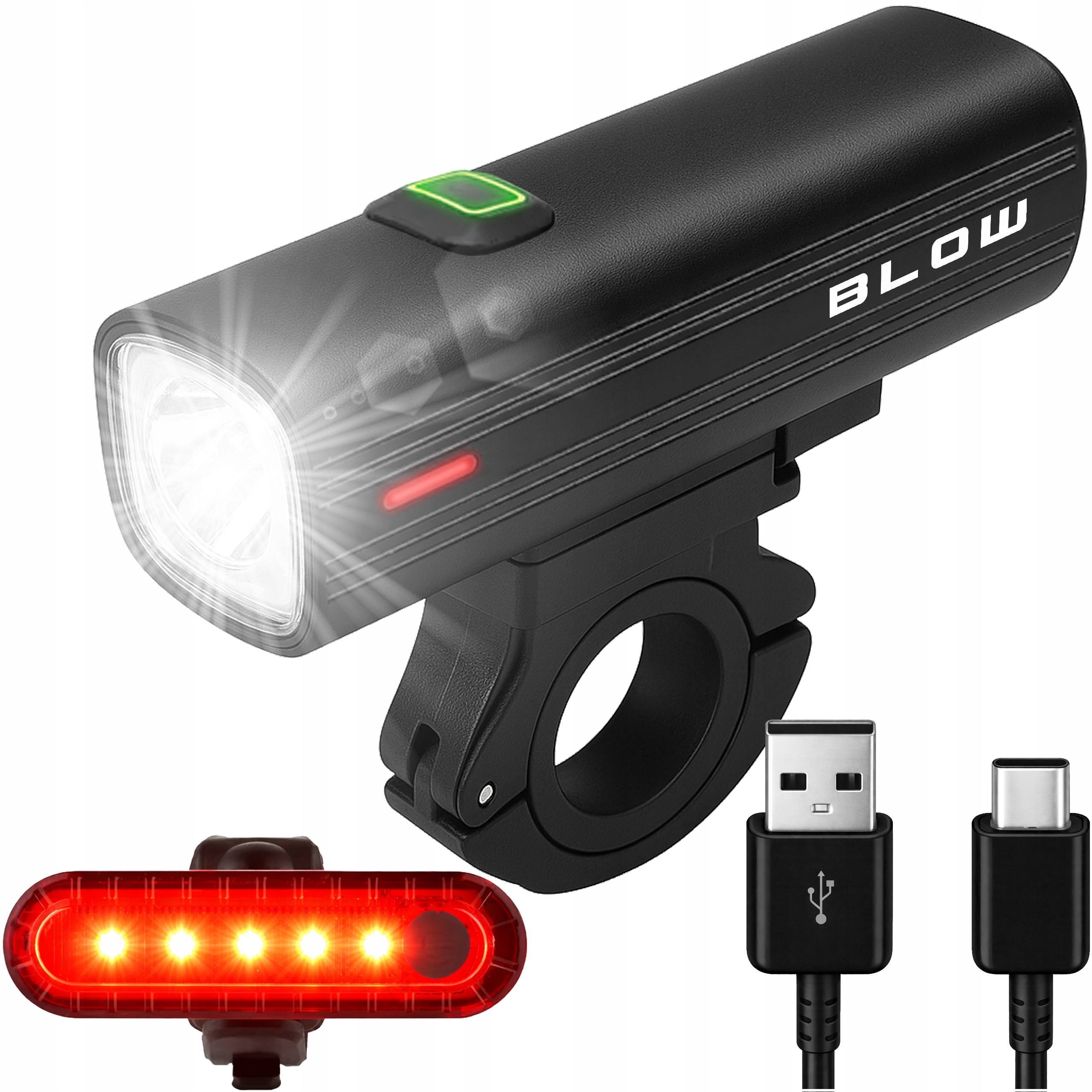 Велосипедный фонарь передний металлический USB 1000 лм POWERBANK 4800 мАч задний комплект