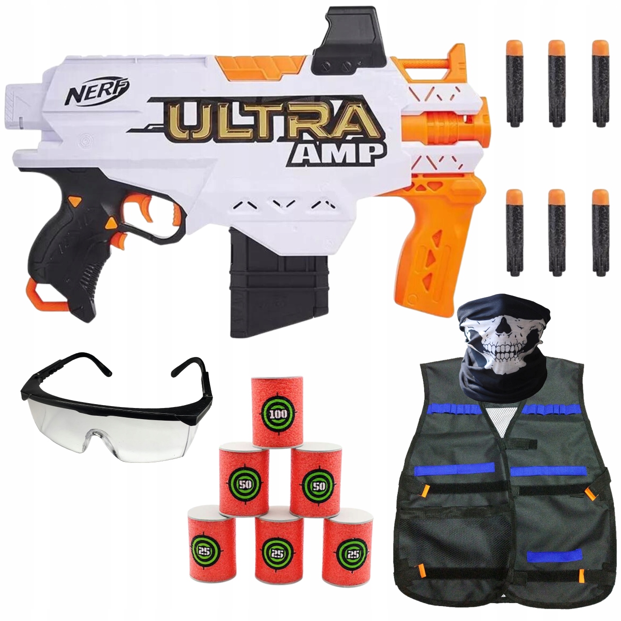 NERF ULTRA AMP KARABIN + KAMIZELKA OKULARY MASKA