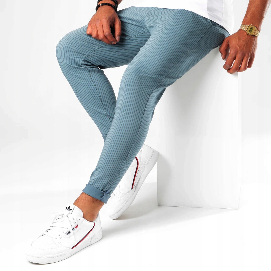 Pánské kalhoty Casual Chinosy Slim Fit žebrované