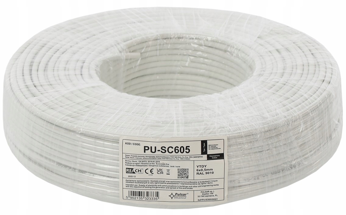 Kabel drut alarmowy Domofon Ytdy Pulsar 6x0,5 mm 100m PU-SC605 Miedź