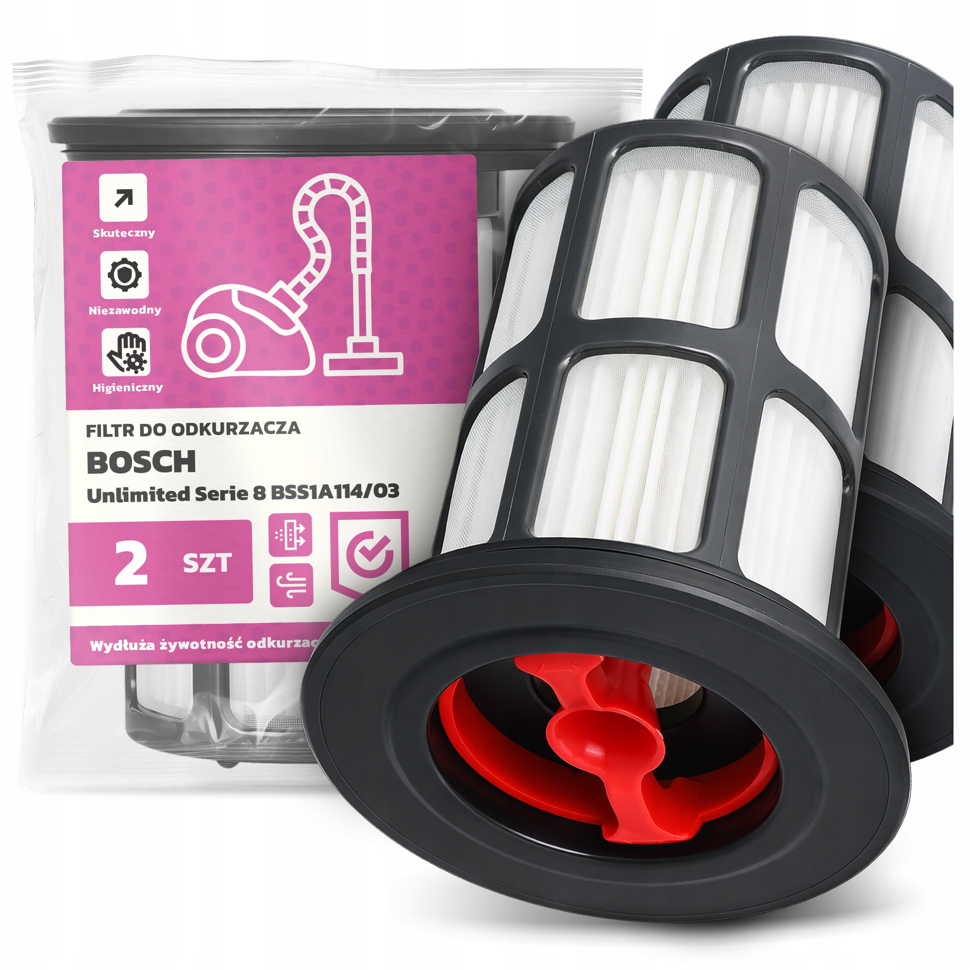 2x Filtr Do Vysavače Bosch Unlimited Serie 8 BSS1A114/03 Hepa Filtry Em-w