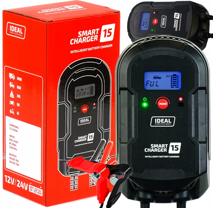 Inteligentní automobilový usměrňovač pro akumulátor 6V 12V Ideal Smart 15LCD