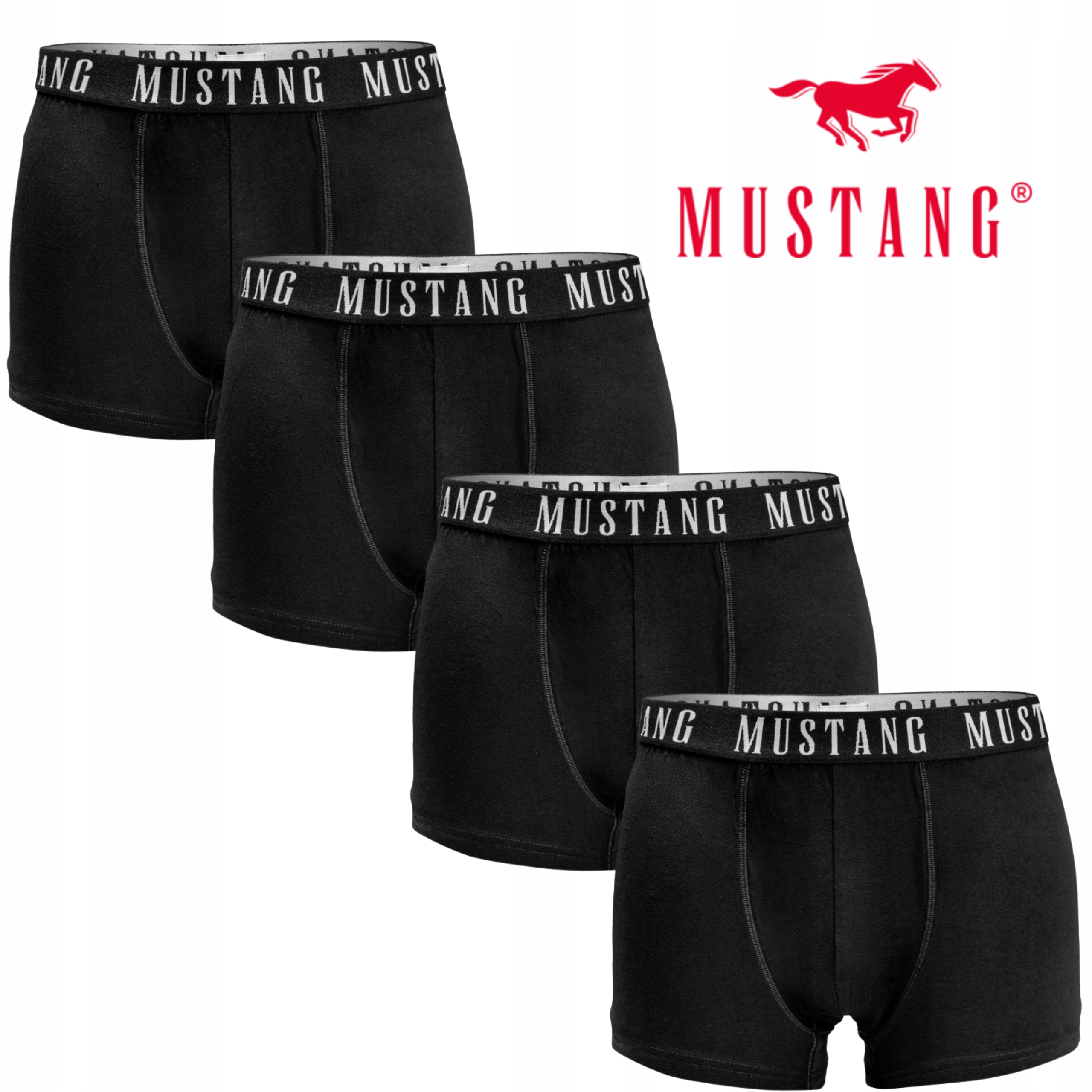 Mustang Bokserki Męskie 4 sztuki Zestaw Bawełna Logo Kolor Rozmiar L