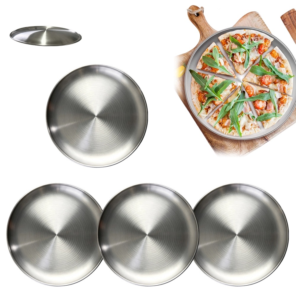 4X Forma Na Pizzu Kulatá Ocel Plech Na Pečení 30 CM Ovoce Koláčů