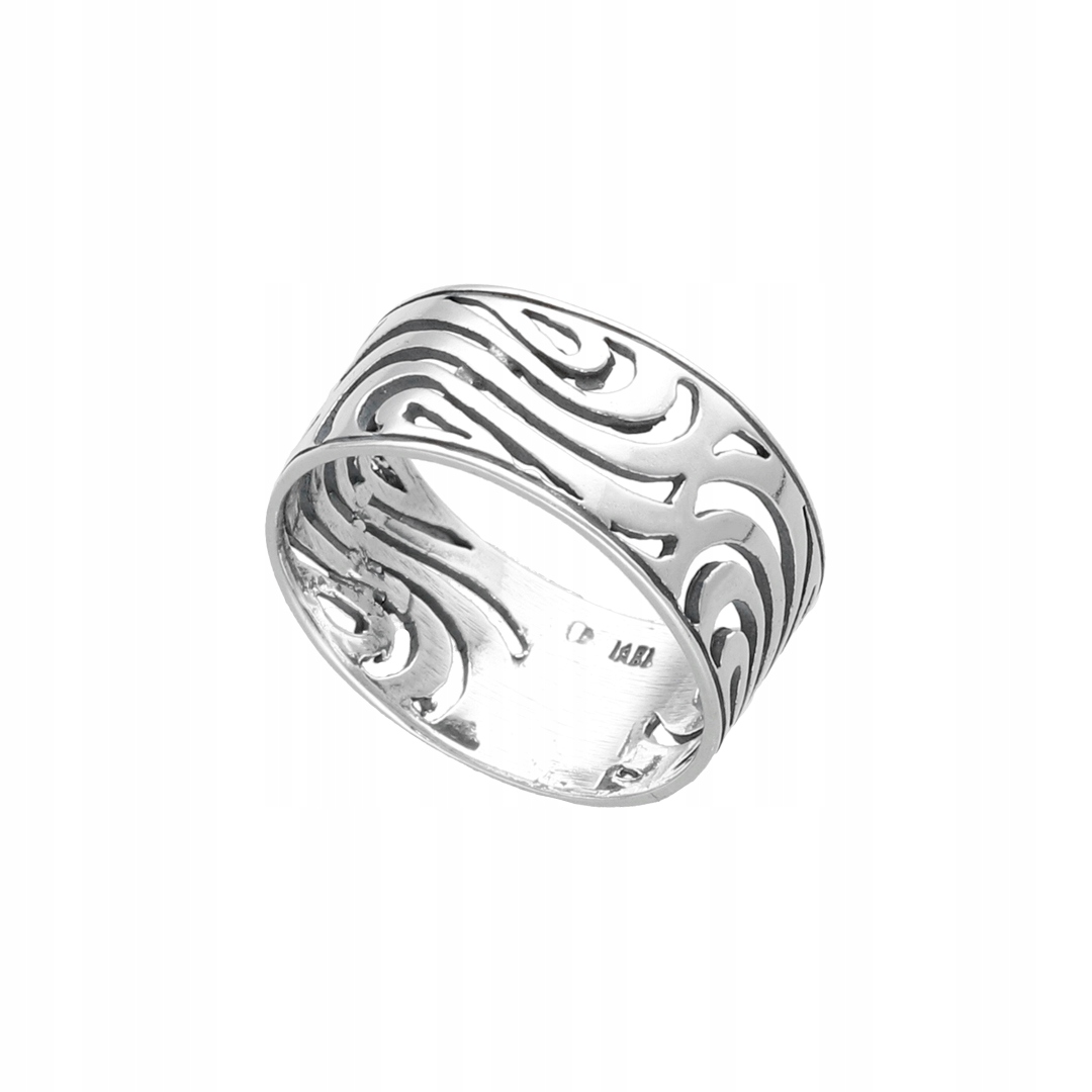 Široký prolamovaný prsten z oxidovaného stříbro, vel.