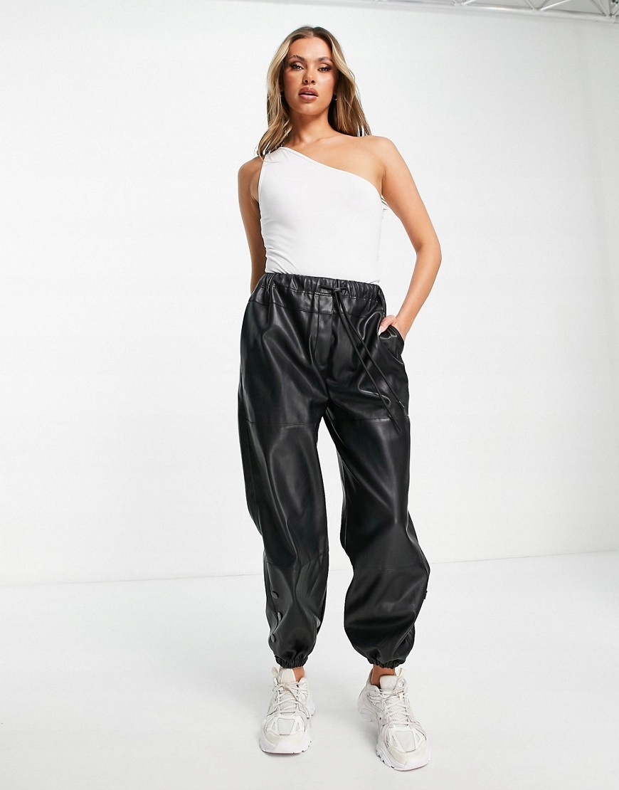 Threadbare Białe dżersejowe body jedno ramię L 40 Płeć kobieta