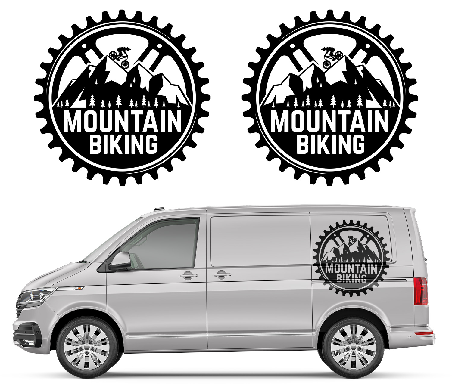 2x Samolepka na auto Mountain Biking 44x44 cm