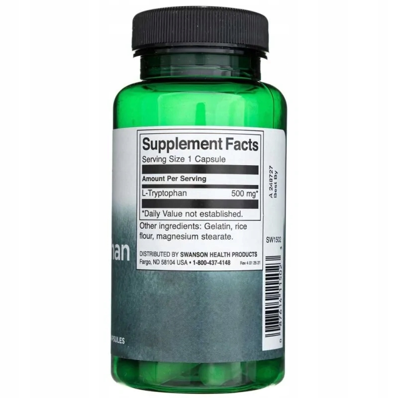 SWANSON USA L-TRYPTOFAN 500mg 60cap NASTRÓJ STRES TRYPTOFAN — 16