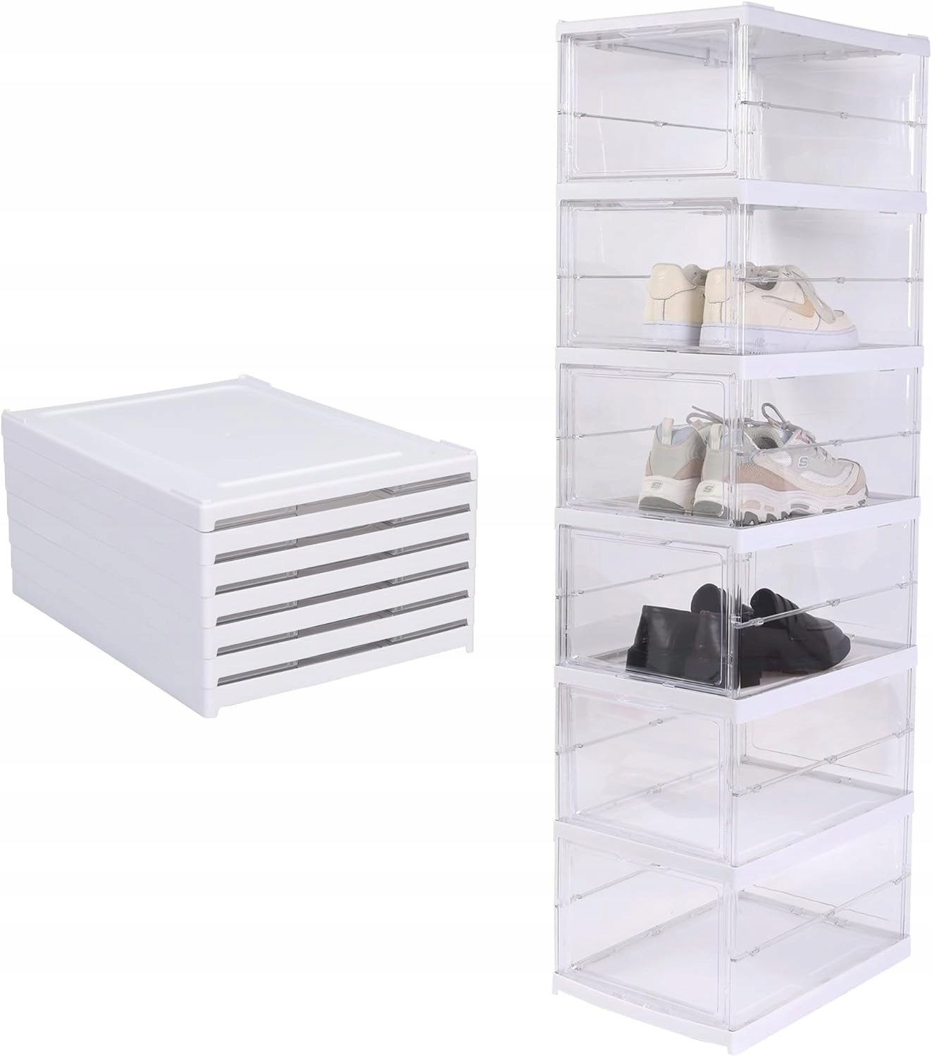 Krabička na boty, průhledný organizér na boty 6 Vrstev, akordeon