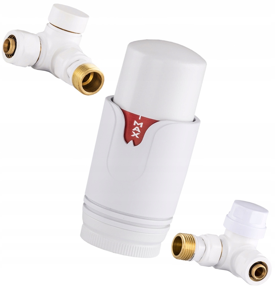 Biely Termostatický Radiátorový Ventil 3-OSÝ Napájací, Uzatvárací 1/2"