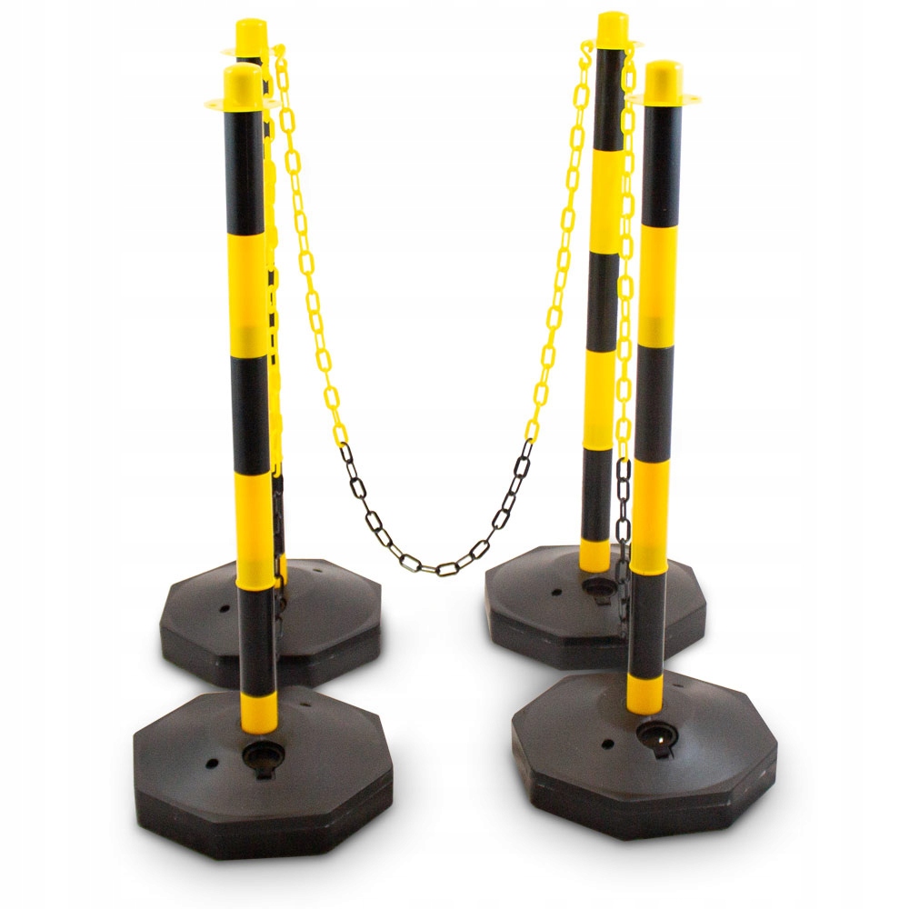 Pachołki słupki odgradzające z łańcuchem 4 sztuki Stan opakowania oryginalne