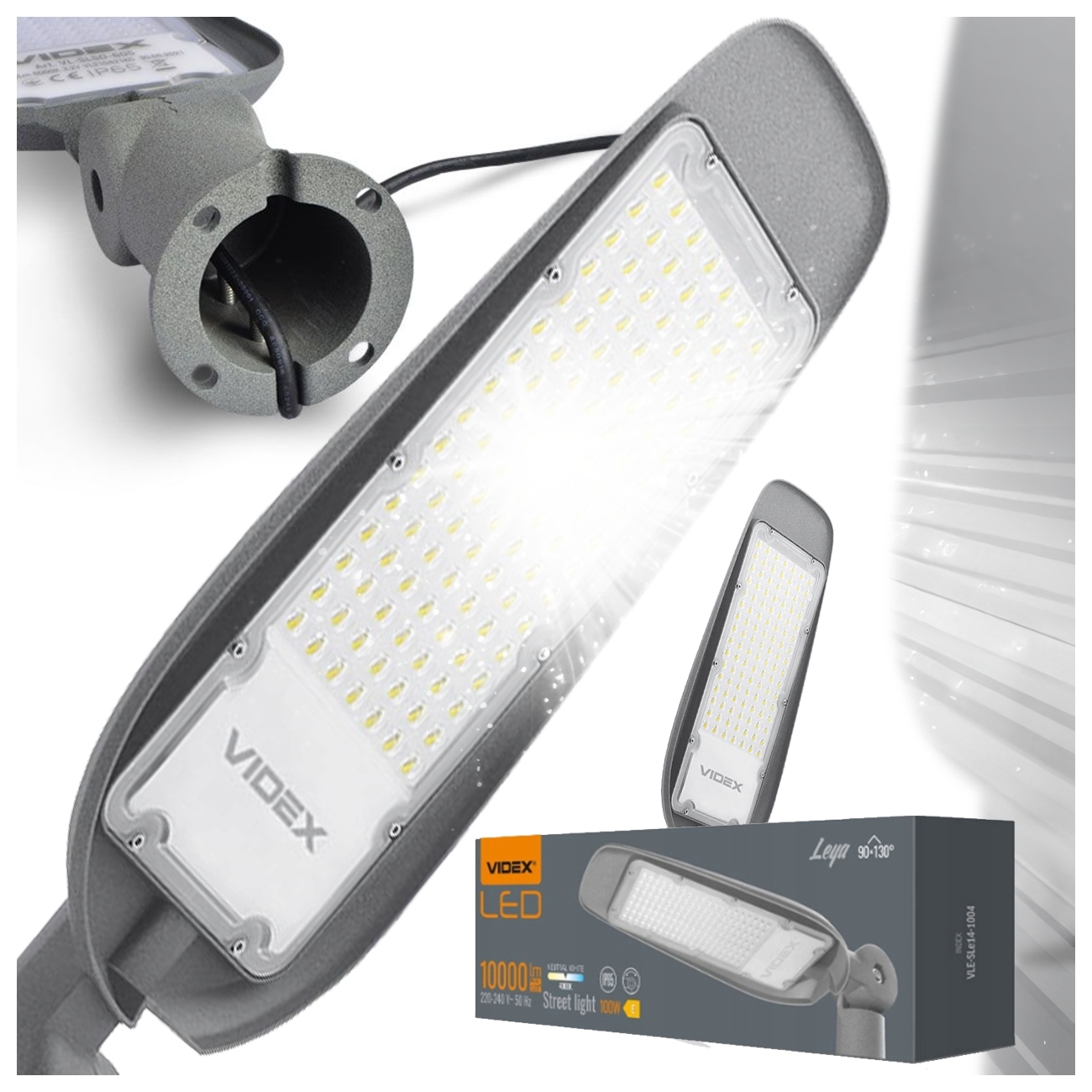 Led Pouličná Lampa 100 W, Úsporná, Vodotesná, Nastaviteľná, Otočná Videx