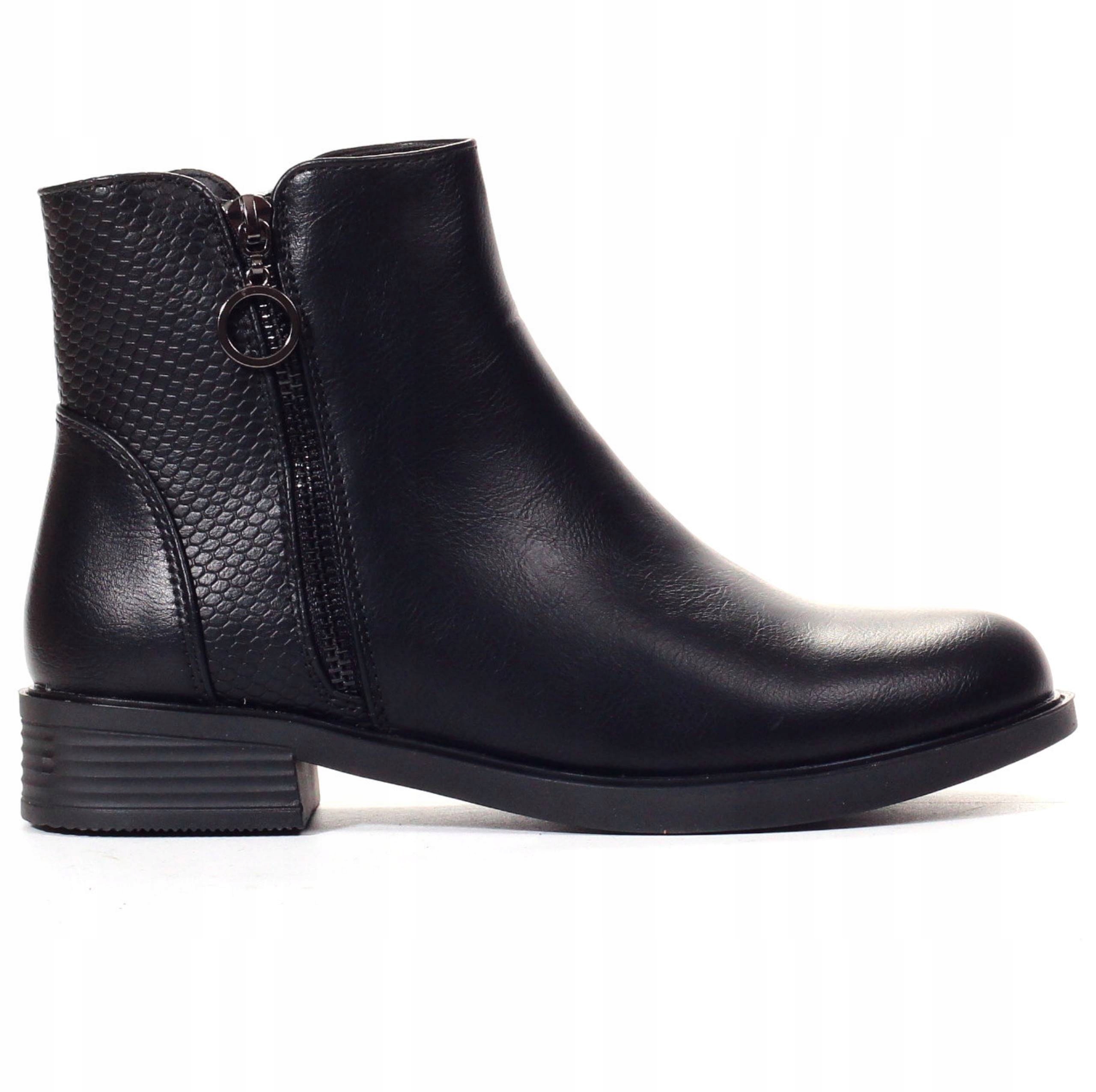 BOTKI DAMSKIE BUTY SZTYBLETY OCIEPLANE LEKKIE Długość wkładki 26 cm