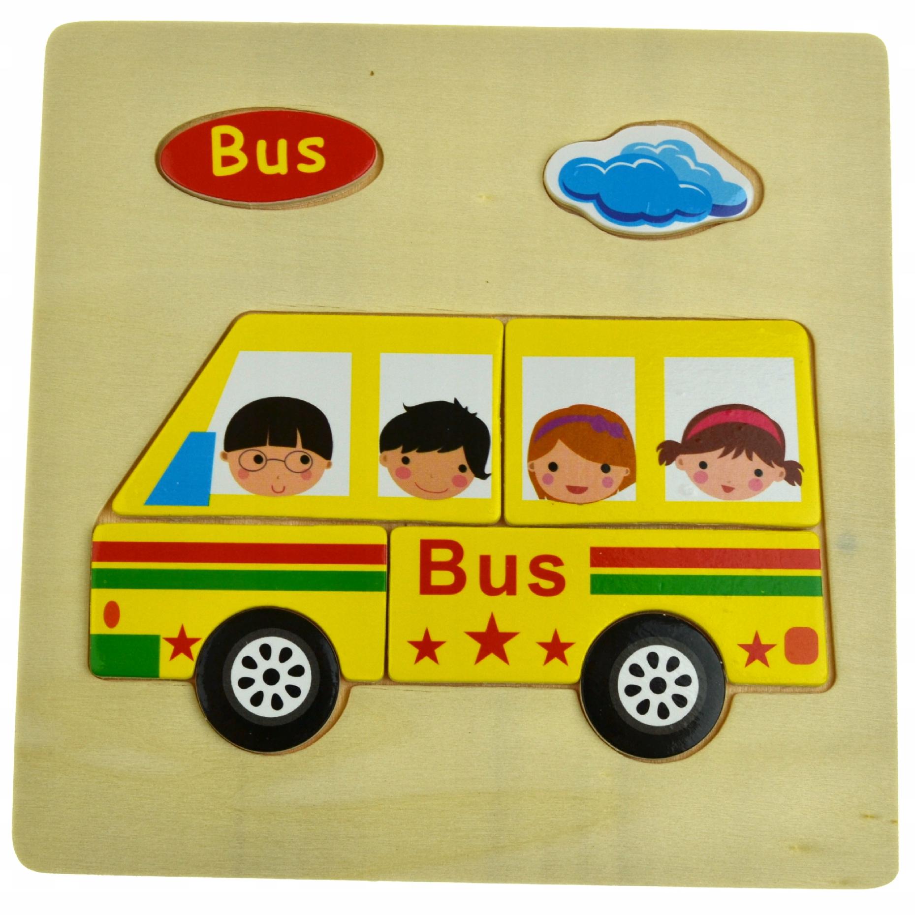 

Edukacyjna Drewniana Układanka Bus