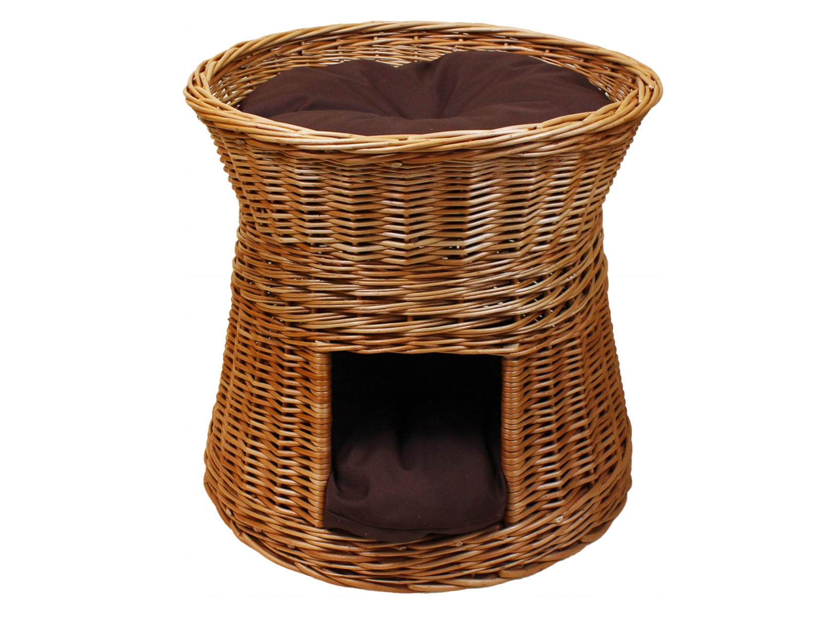 Levně Proutěná budka s pelíškem – Domeček pelíšek z proutí – Polštáře hnědé