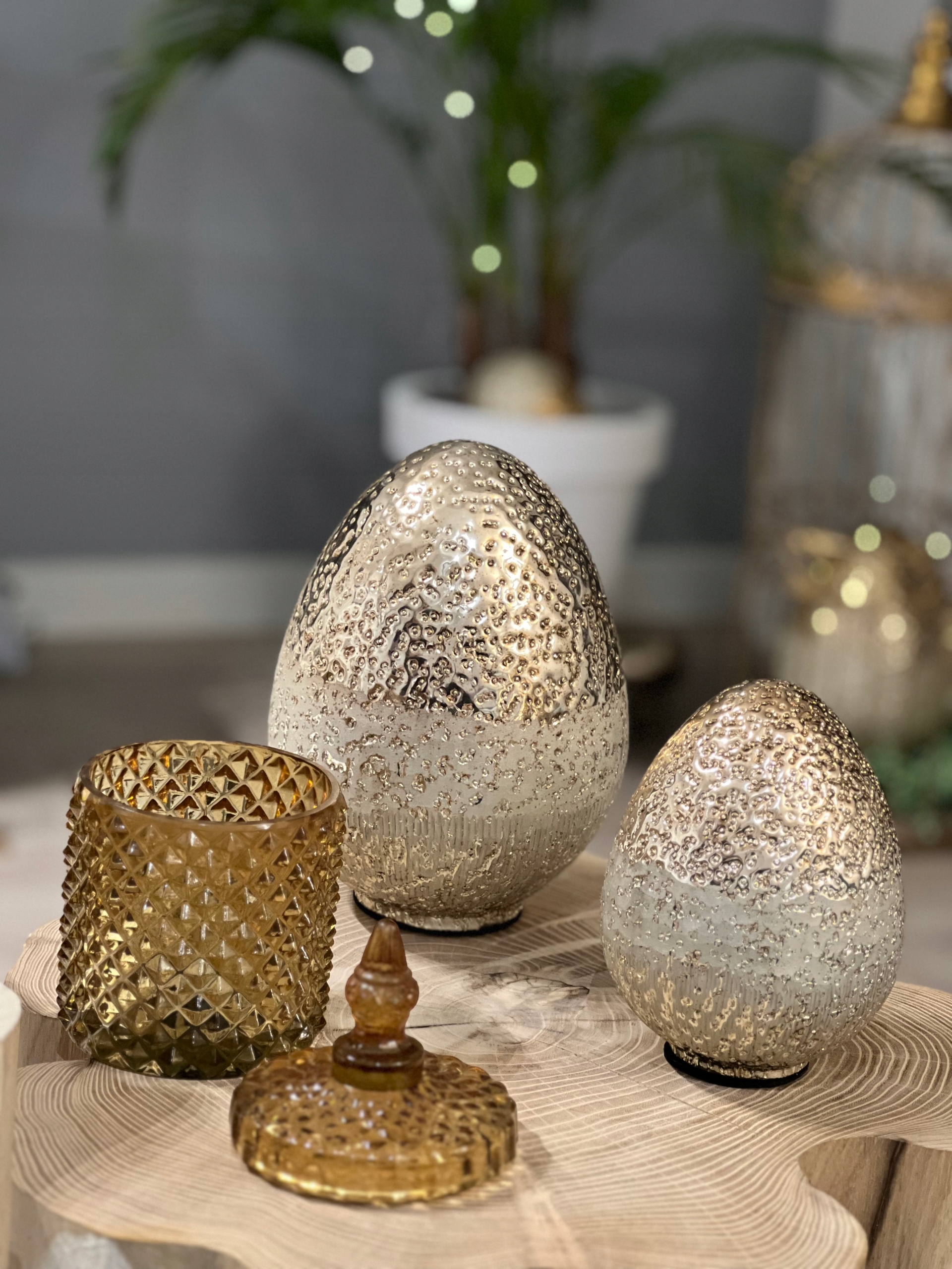 JAJO WIELKANOCNE SZKLANA ZŁOTA OZODBA FIGURKA WIELKANOCNA 25 CM Marka inna