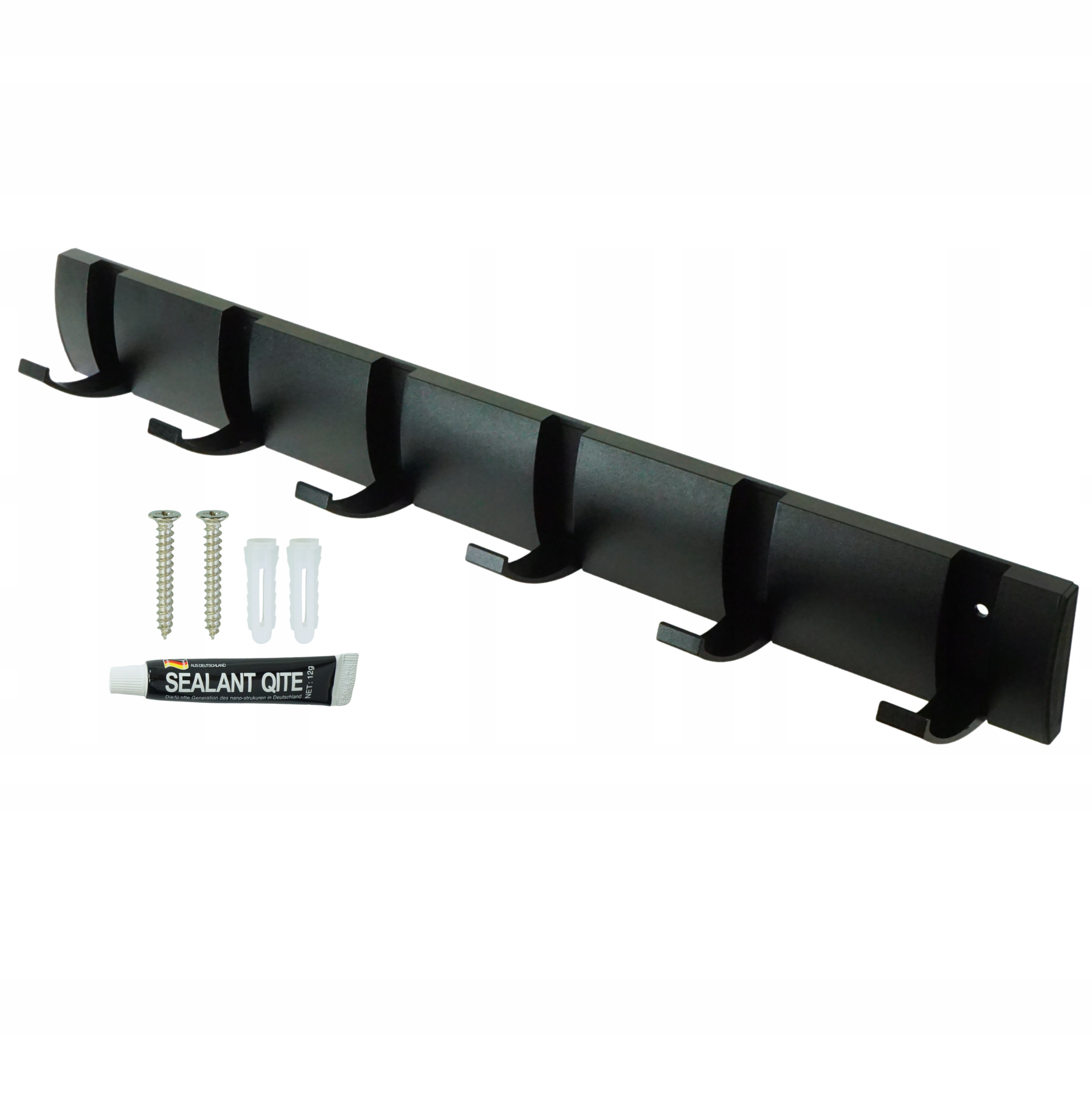 Věšák se 6 skládacími úchyty, háček, barva černá, šroubovací, loft