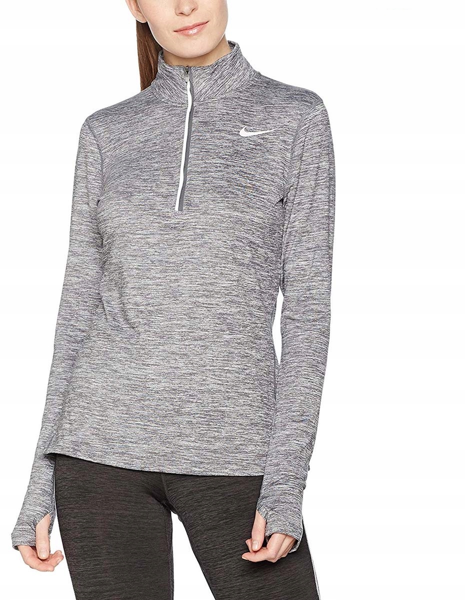 NIKE Runing bluza szara Dri-Fit - profesjonalna treningowa Dekolt stójka