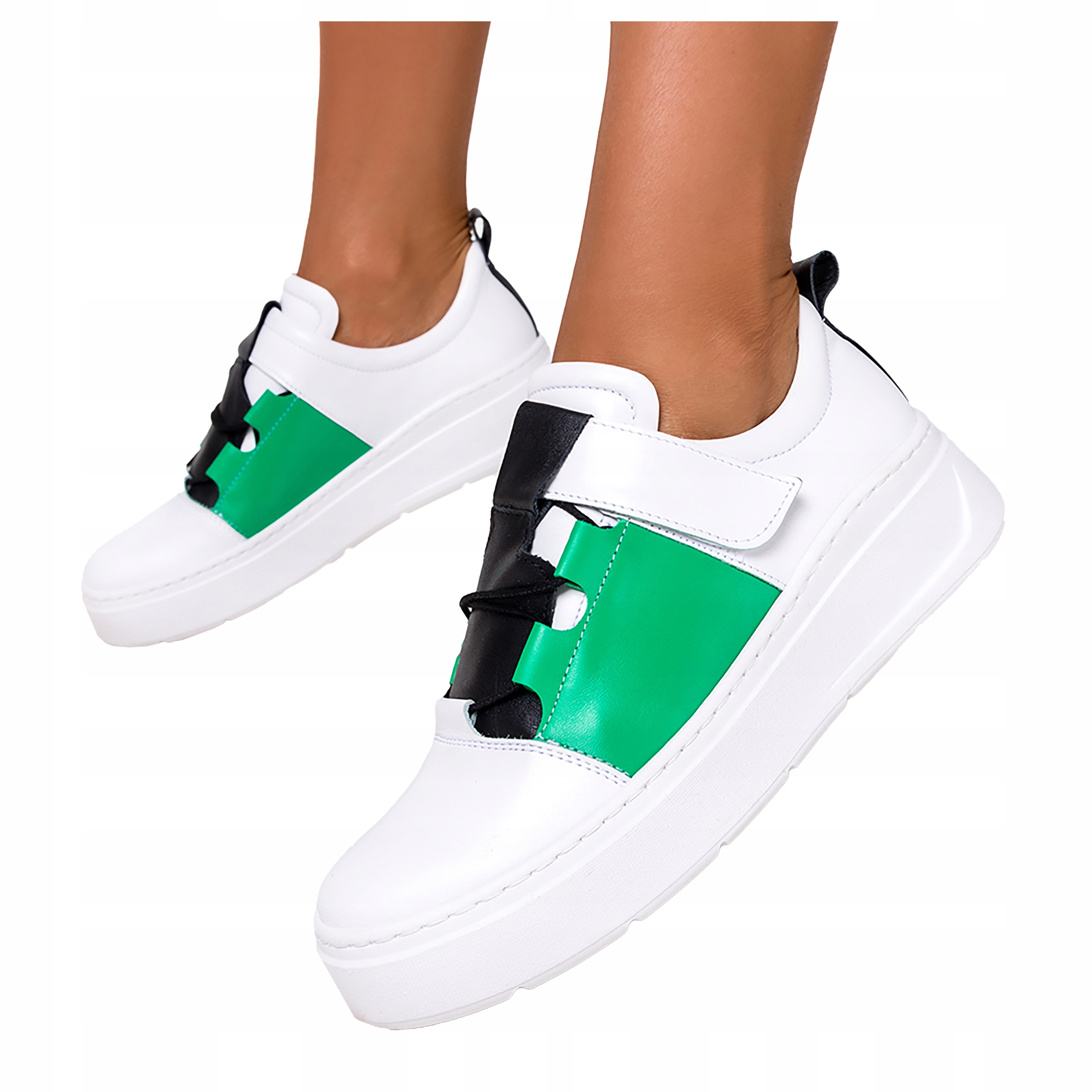 DAMSKIE CREEPERSY NA RZEP SKÓRZANE TRAMPKI PL r 41