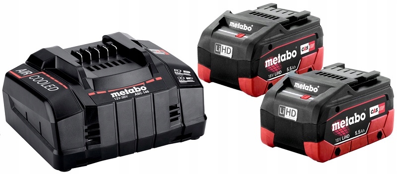 Zestaw startowy Metabo 2 akumulatory LiHD 18V/5.5Ah szybka ładowarka Asc