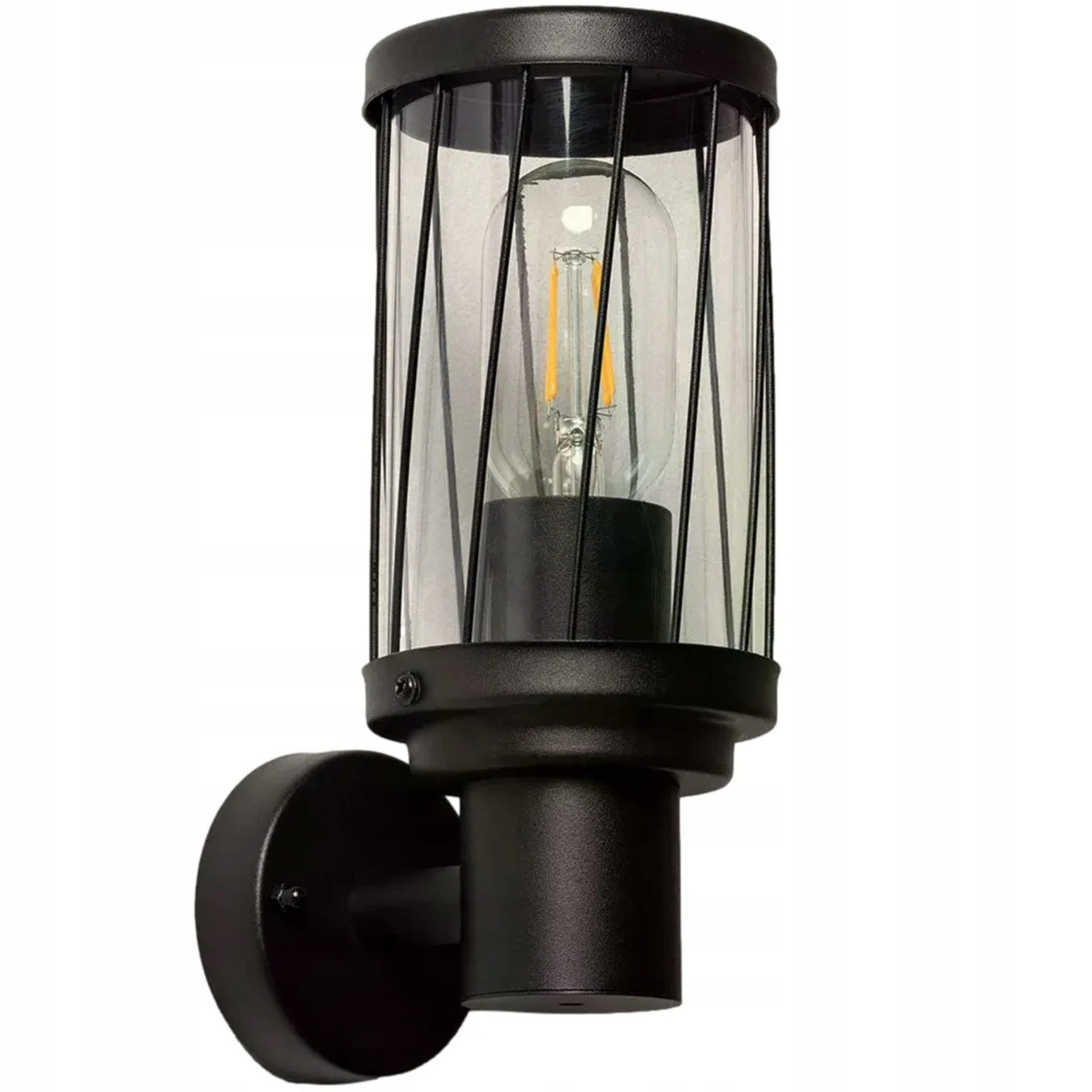 Venkovní nástěnné svítidlo na zahradu, černé, skleněné, drátěné, stínítko Abruzzo