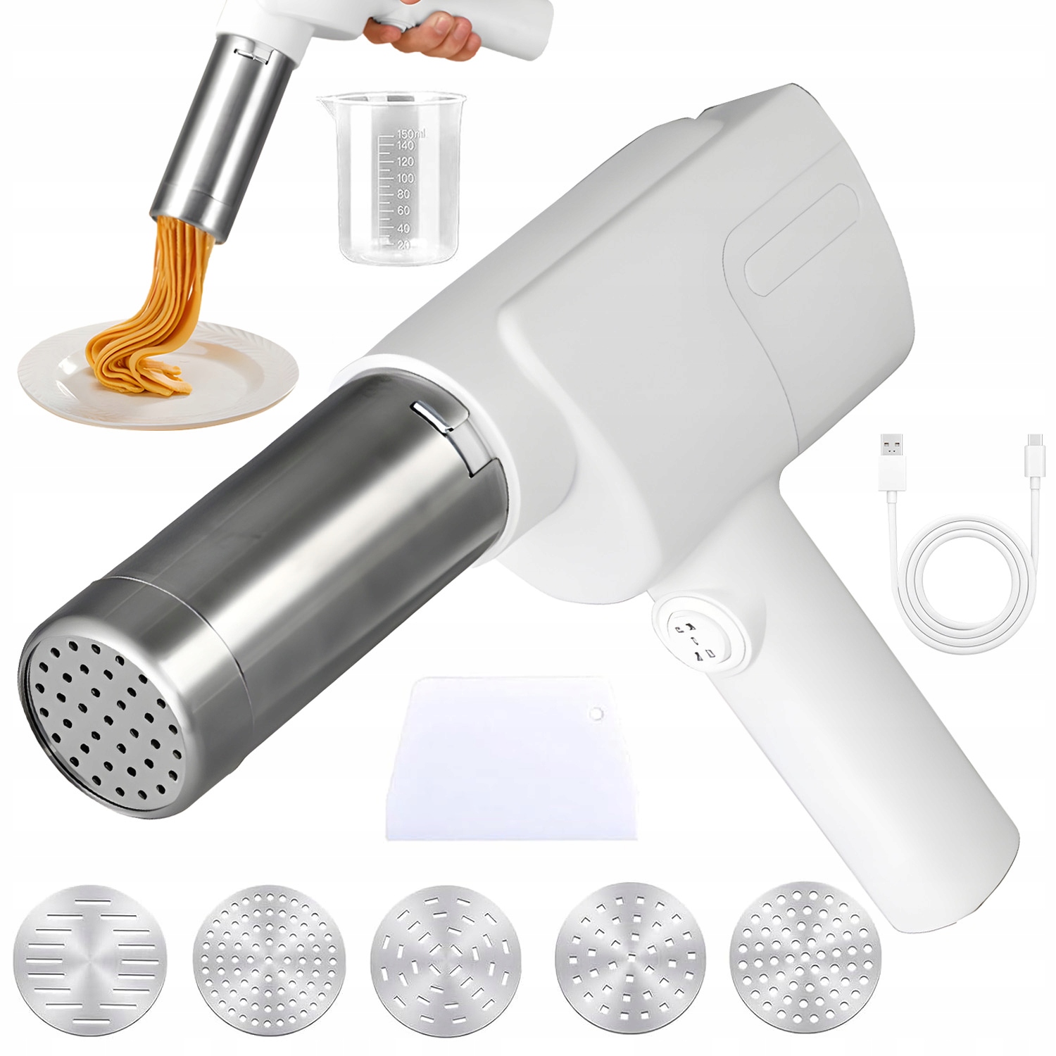 Bezdrátový Strojek Na Těstoviny – 2000 Mah, 65 W, Rychlé Do 3 Sekund