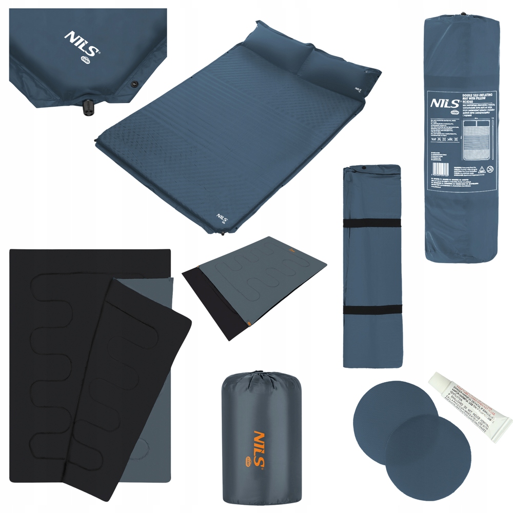 Śpiwór Turystyczny Kempingowy Dwuosobowy 220x150cm Mata Samopompująca