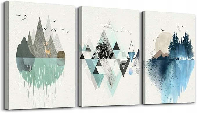 Obraz na zeď Geometrické hory les abstrakce triptych 3ks 30x40 cm