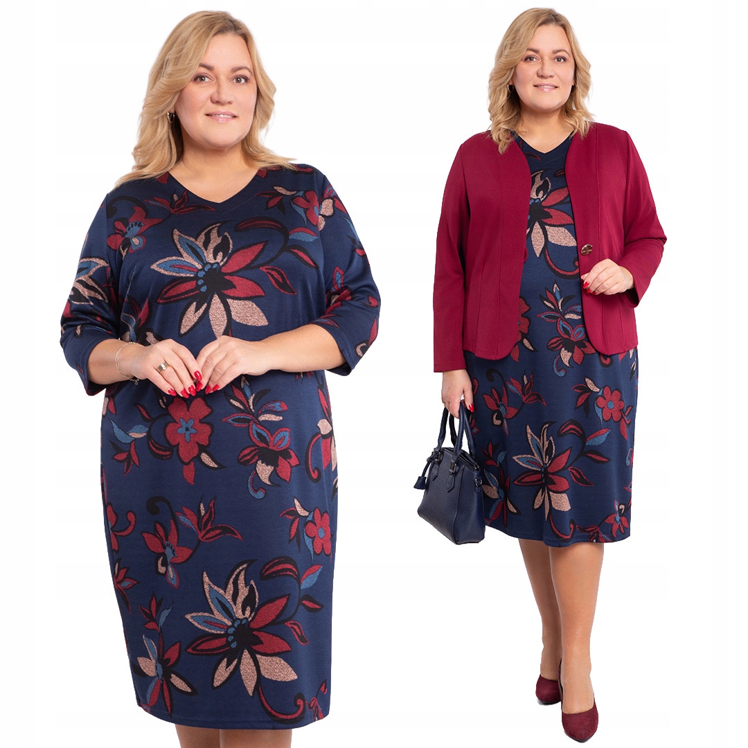 Tmavě modrá šaty s červenými květy 62