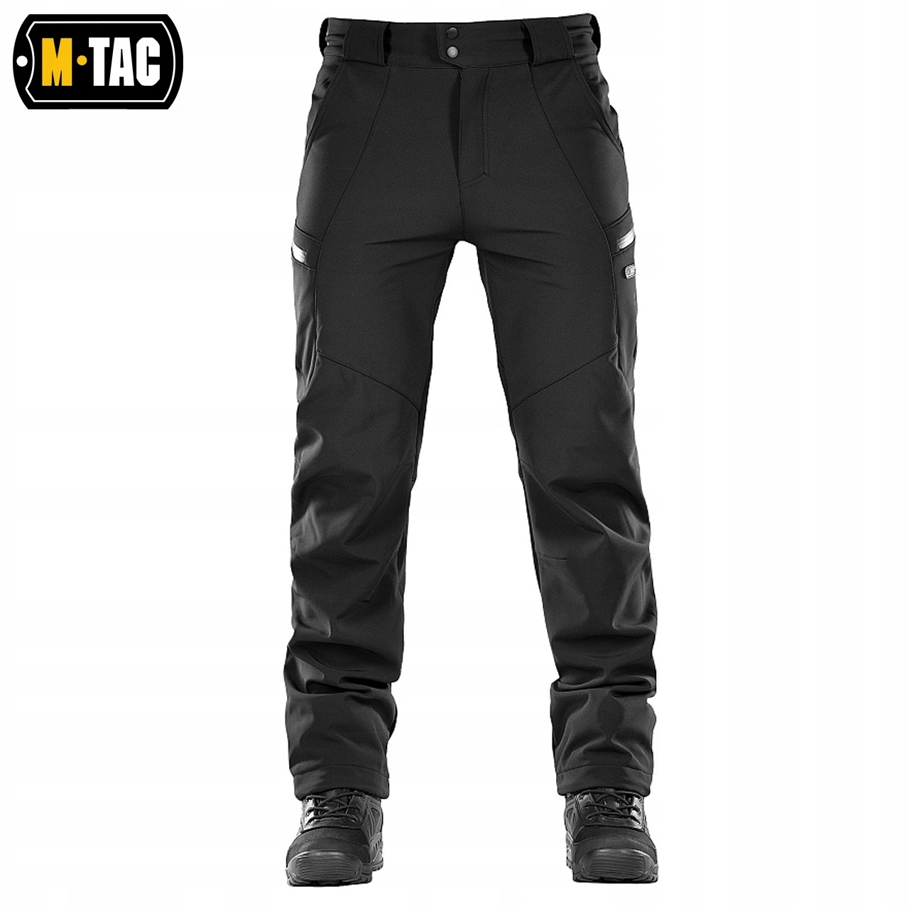 SPODNIE TREKKINGOWE MĘSKIE BOJÓWKI SOFTSHELL WINTER M-TAC CZARNE M Materiał dominujący Poliester
