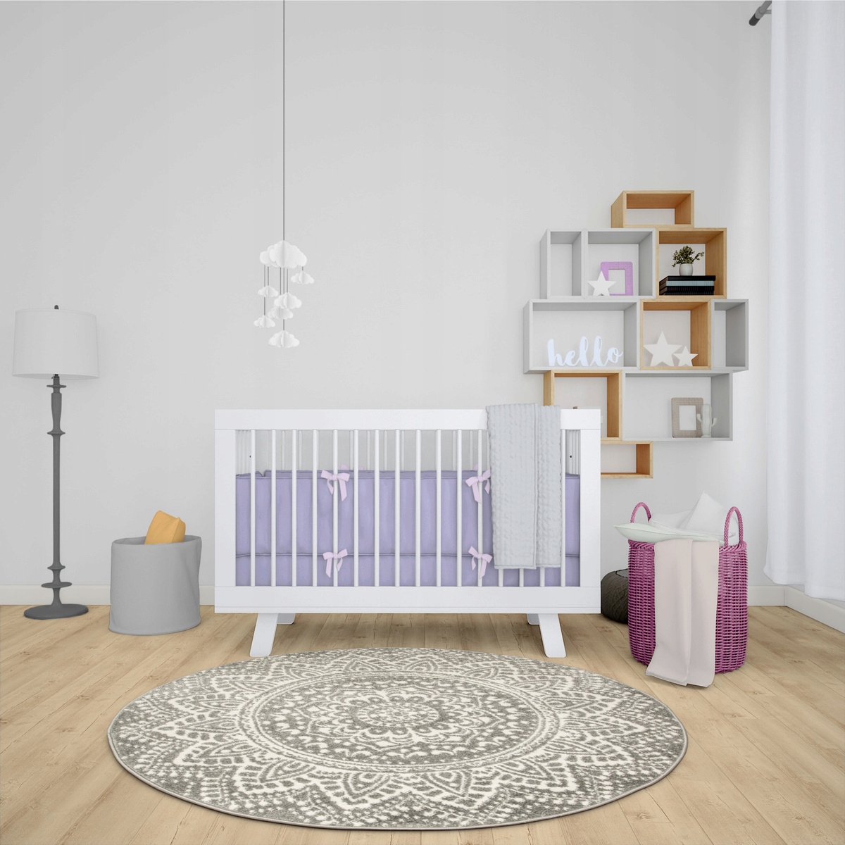 DYWAN OKRĄGŁY DO SALONU SZARY KREMOWY ROZETA MANDALA BOHO LIMA śr. 160 cm EAN (GTIN) 5905811382862