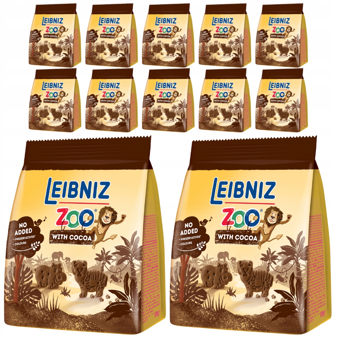Levně Leibniz Zoo Sušenky s kakaem 100 g x 12 kusů
