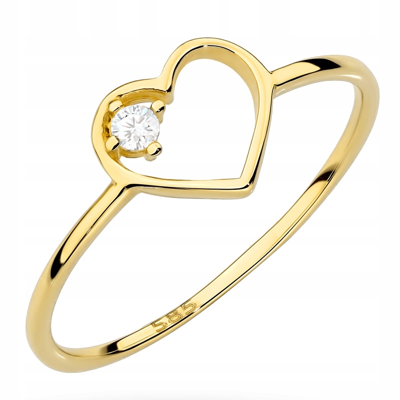 Zlatý Prstýnek pr. 585 Obrys srdce Zirkon 14k vel.20