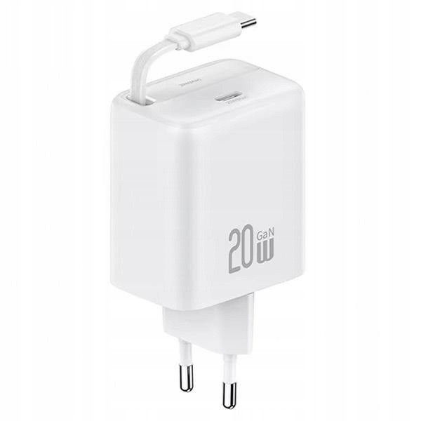 Usams Ład. siec. 1xUSB-C ze zwijanymkablem Usb-c Retractable Pd+qc 20W Gan