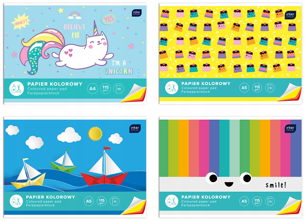 PAPIER KOLOROWY WYCINANKA A4 10 arkuszy INTERDRUK EAN (GTIN) 5902277100016