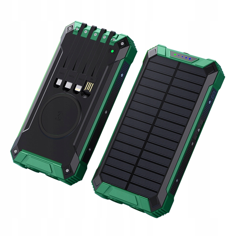 Powerbanka Solární 20000MAH Led Svítilna 6X Usb Nabíječka Indukční