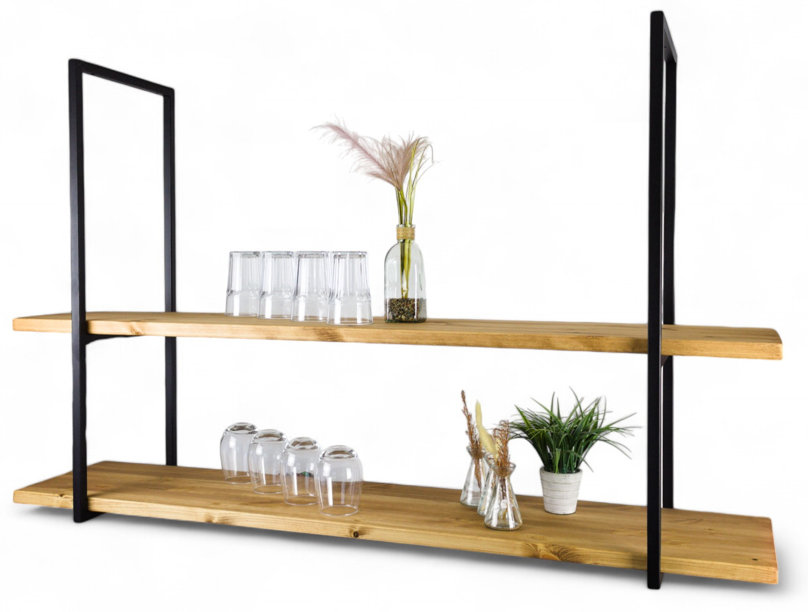 Kuchyňská závěsná stropní police Loft Industriální dřevěná 100 cm x 30 cm