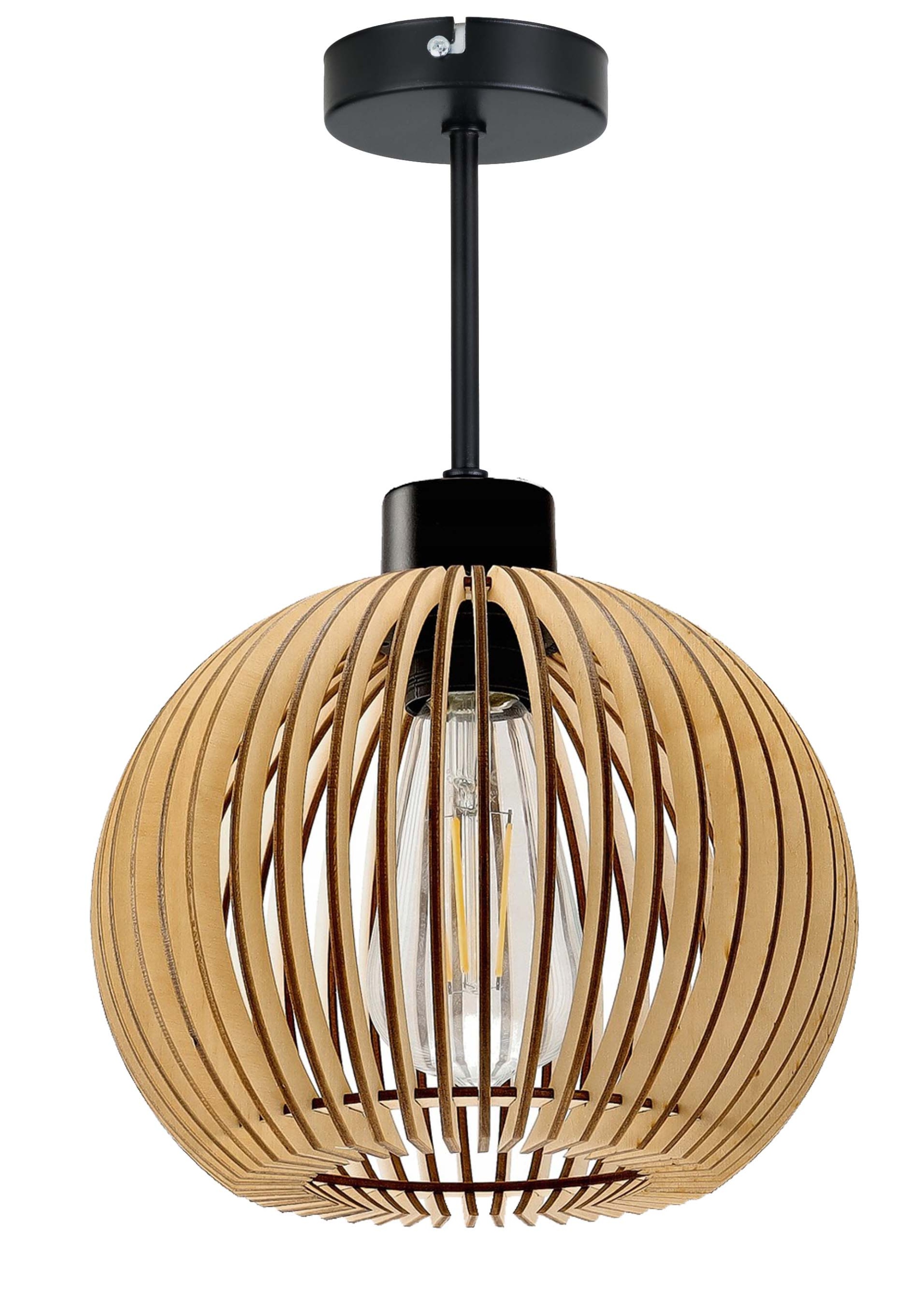 

Lampa wisząca stała żyrandol sufit klosz drewno 1